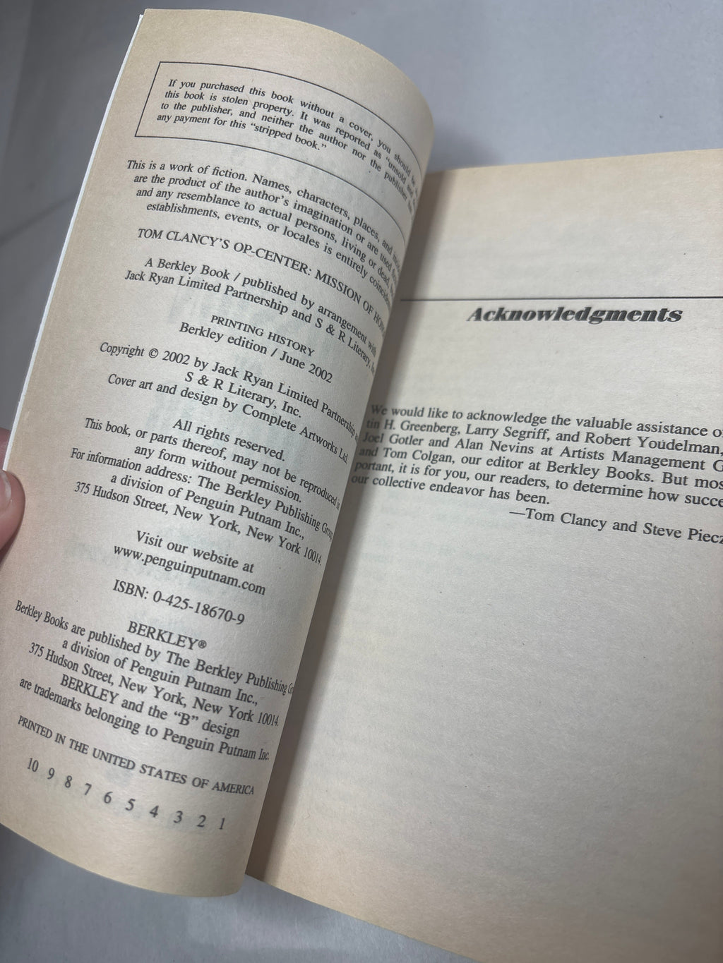 Mission of Honor by Tom Clancy (Op-Center #9)