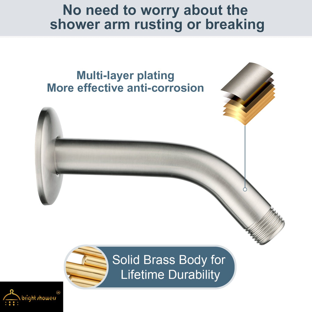 6-Inch Solid Brass Shower Arm with Universal G1/2 Connection