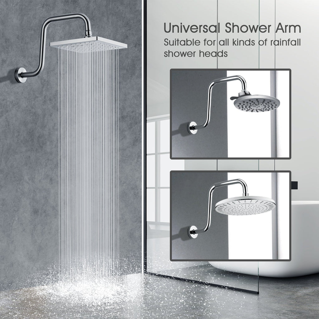 13-Inch S-Shaped Shower Arm Extension for Rainfall Shower Heads