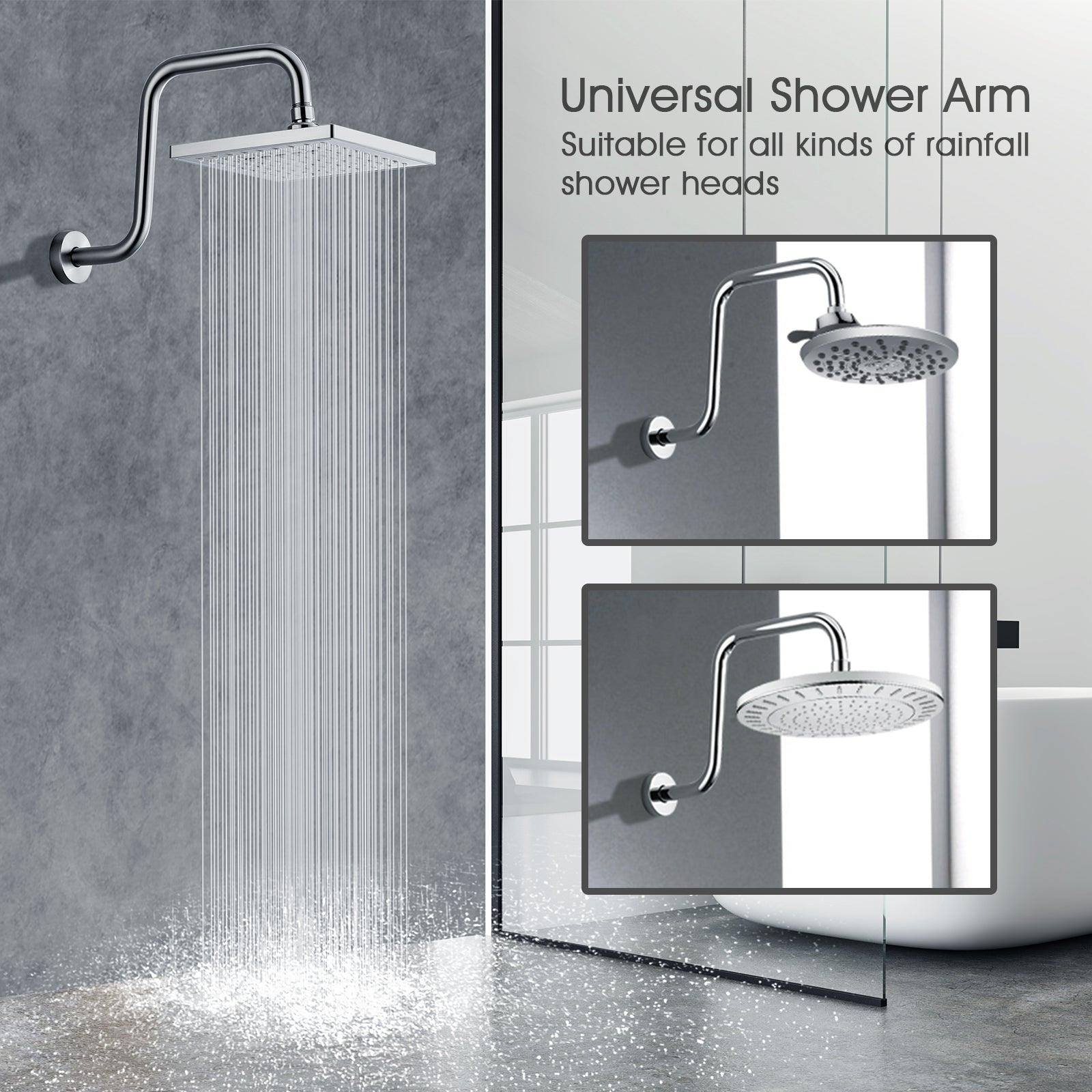 13-Inch S-Shaped Shower Arm Extension for Rainfall Shower Heads