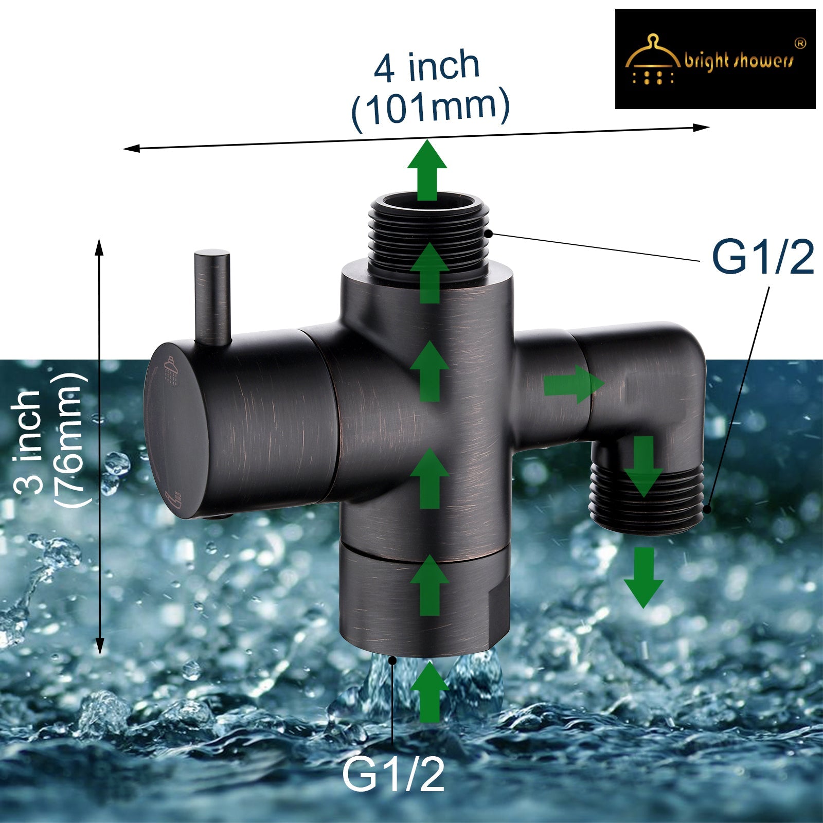 Brass Shower Arm Diverter Valve for Handheld and Fixed Shower Heads