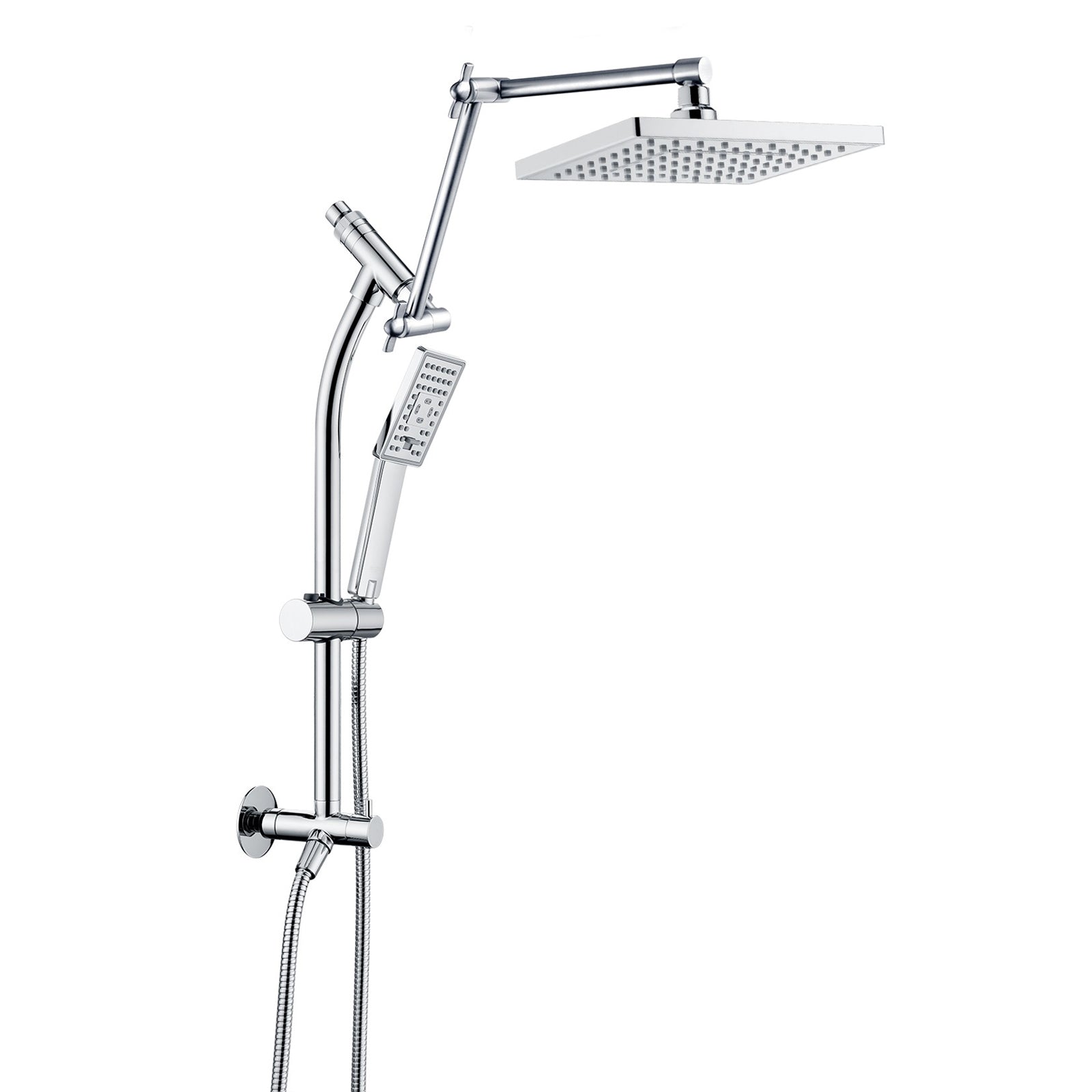 Rainfall Shower Head with Handheld Set-Solid Brass Slide Bar,Holder, Extension Arm and 60" Hose