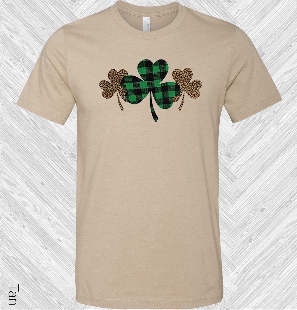Buffalo Plaid Leopard Shamrocks St. Patrick's Day Graphic Tee