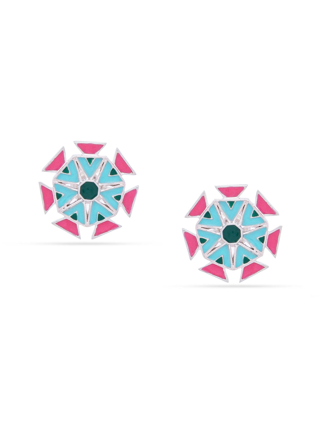 Geometric Lotus Stud Earrings