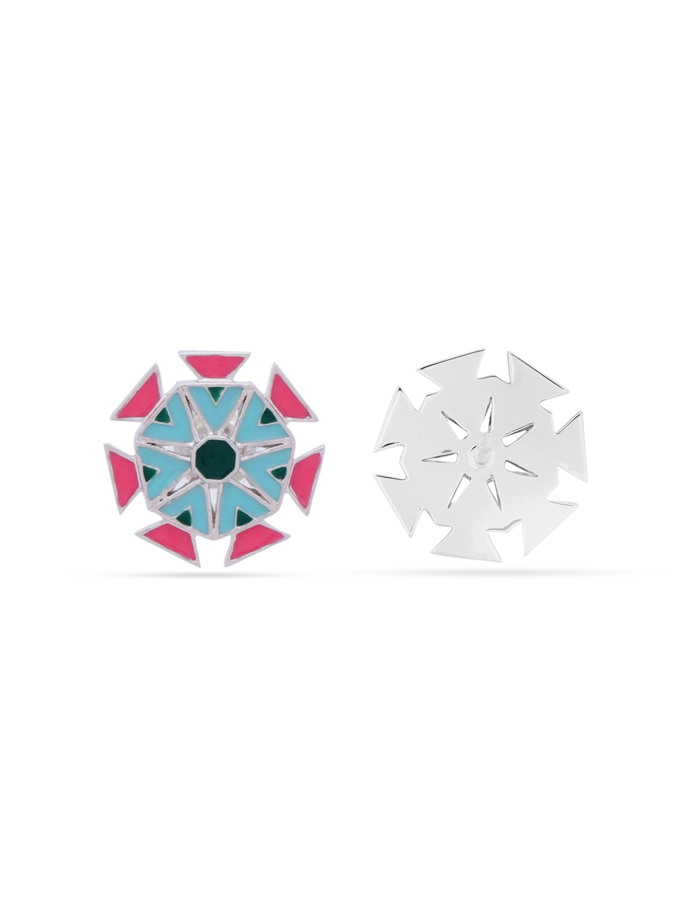 Geometric Lotus Stud Earrings