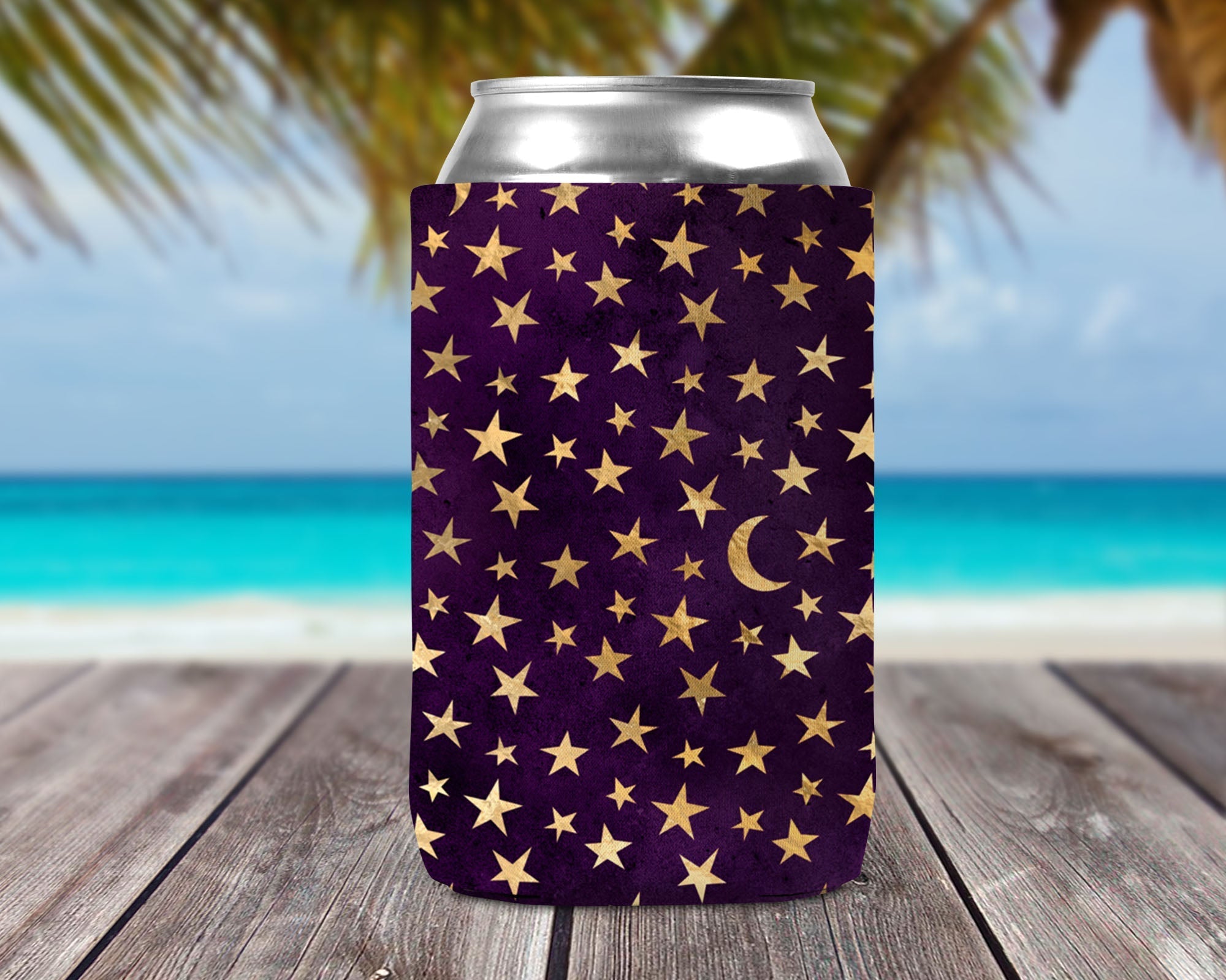 Can Cooler - Purple and Gold Stars