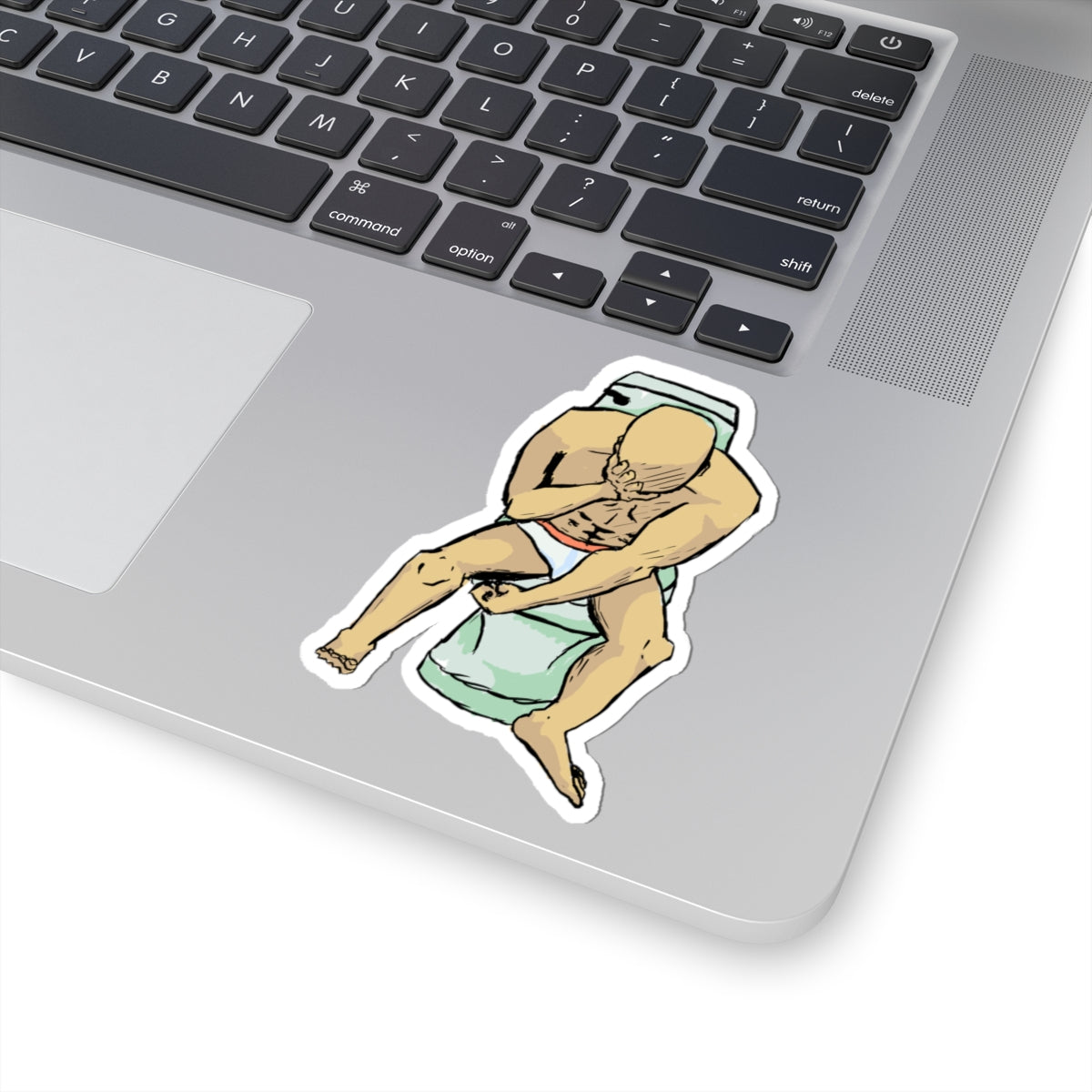Man on Toilet Kiss-Cut Stickers | Funny Bathroom Illustration, Vinyl Decal