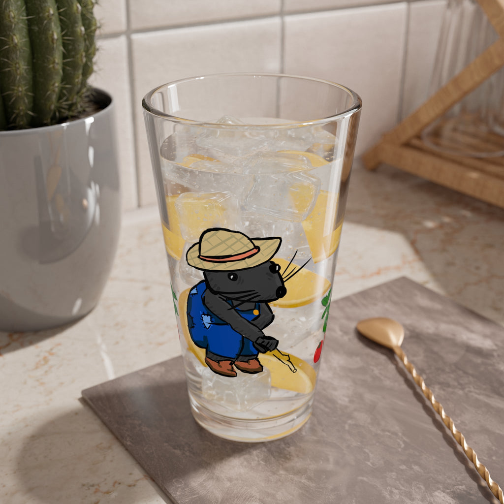 Farm Mouse & Rhino 16oz Glass