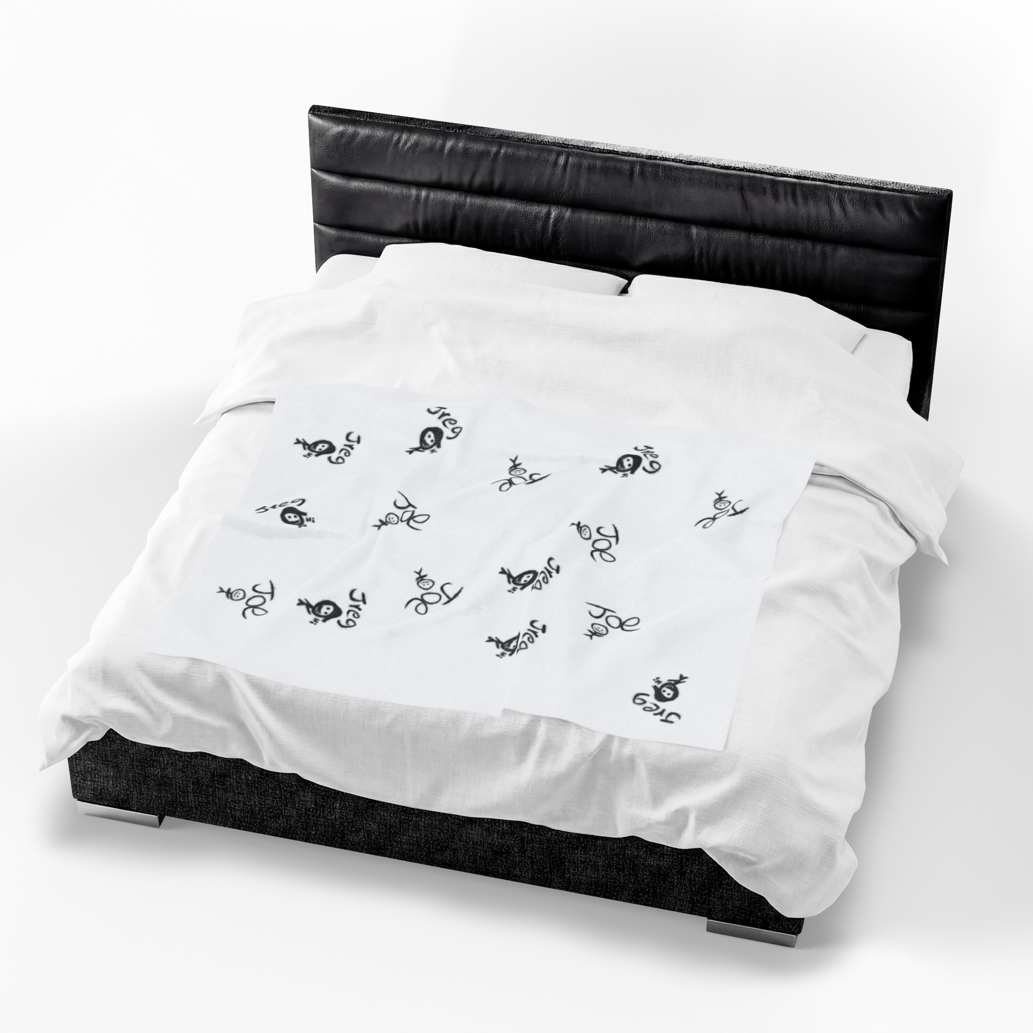 Hand-Drawn Stick Figures Velveteen Blanket | Minimal Doodle Plush Throw