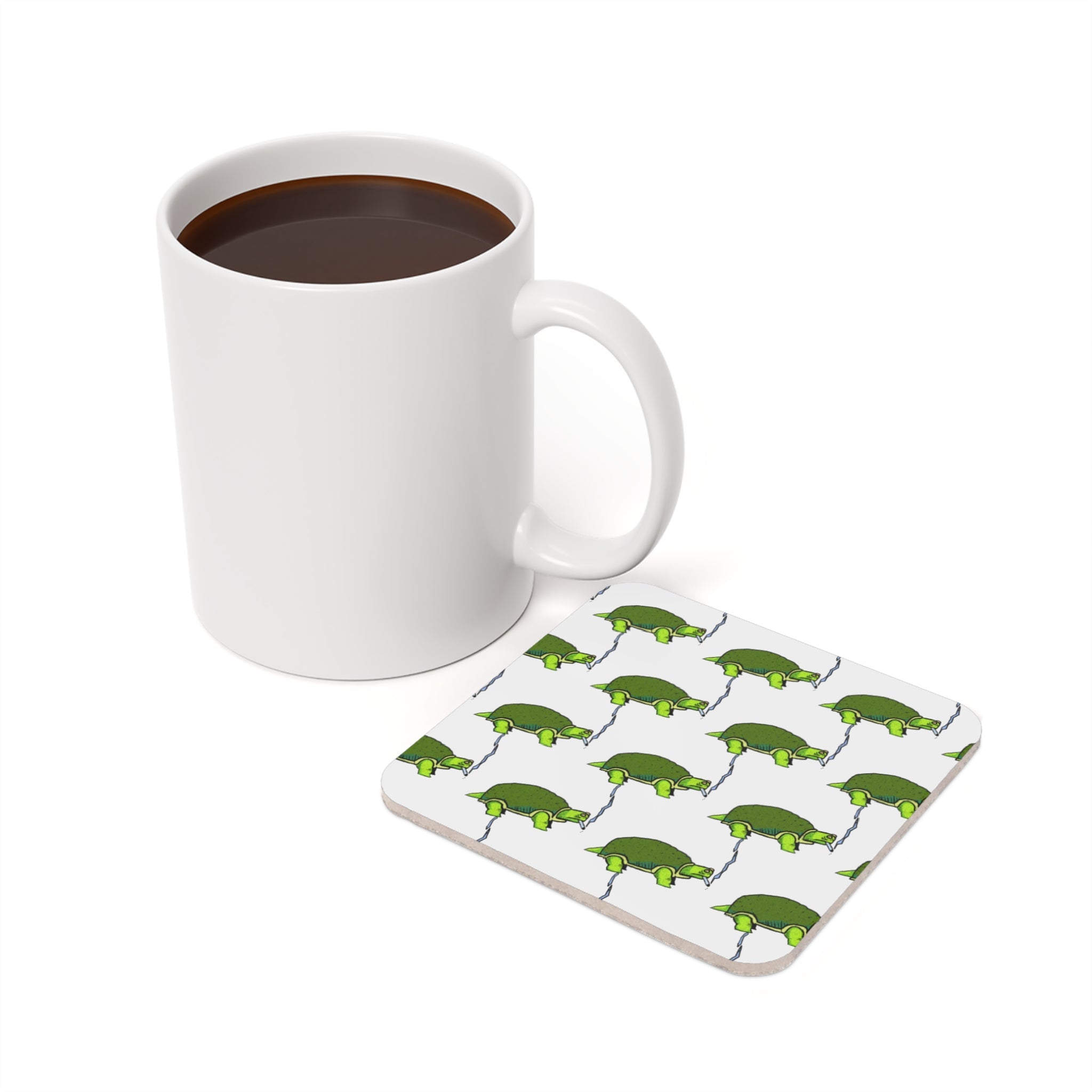 Smoking Turtle Pattern Cork Back Coaster