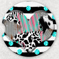 Car Coaster Set - Cow and Stripes