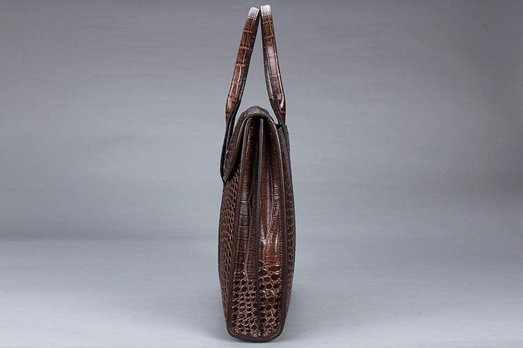 Exotic Croco Leather Laptop Bag - Luxury Genuine Cowhide for Stylish Women