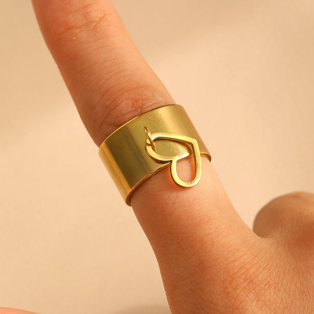 French Vintage Star & Heart Stainless Steel Ring