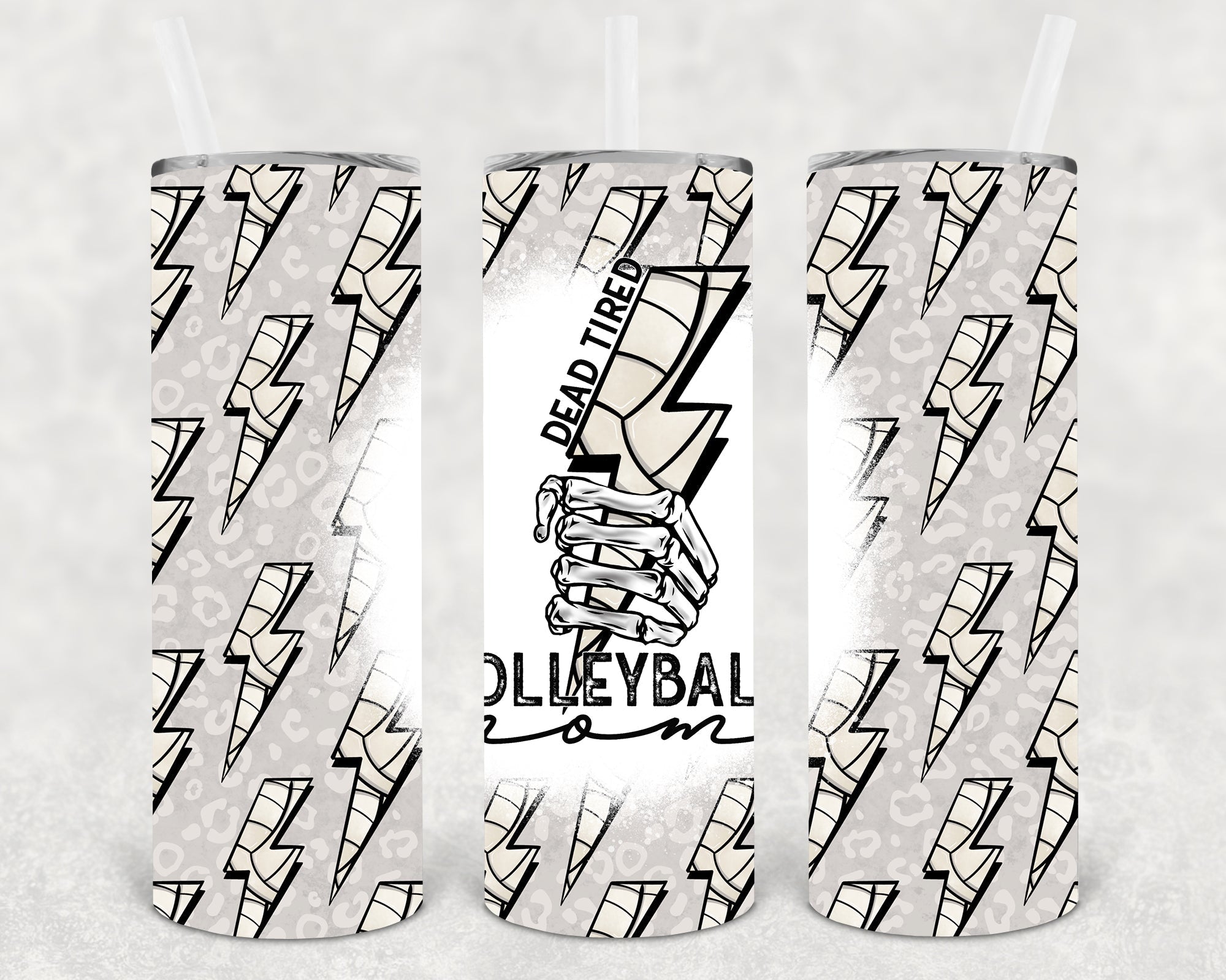 Dead Tired Volleyball Mom 20 oz Skinny Tumbler