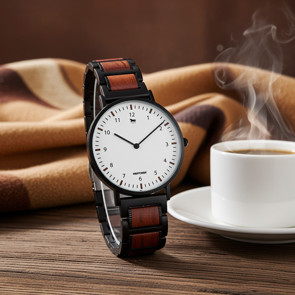 738. New wooden Strap Quartz Watch