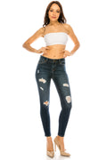 Mid Rise Destructed Skinny Jeans