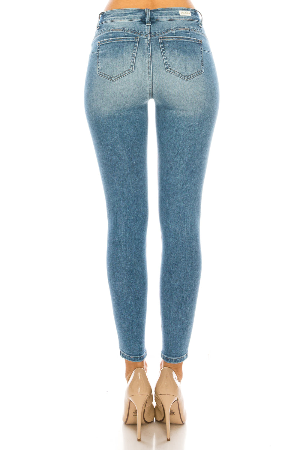 Mid Rise Destructed Skinny Jeans