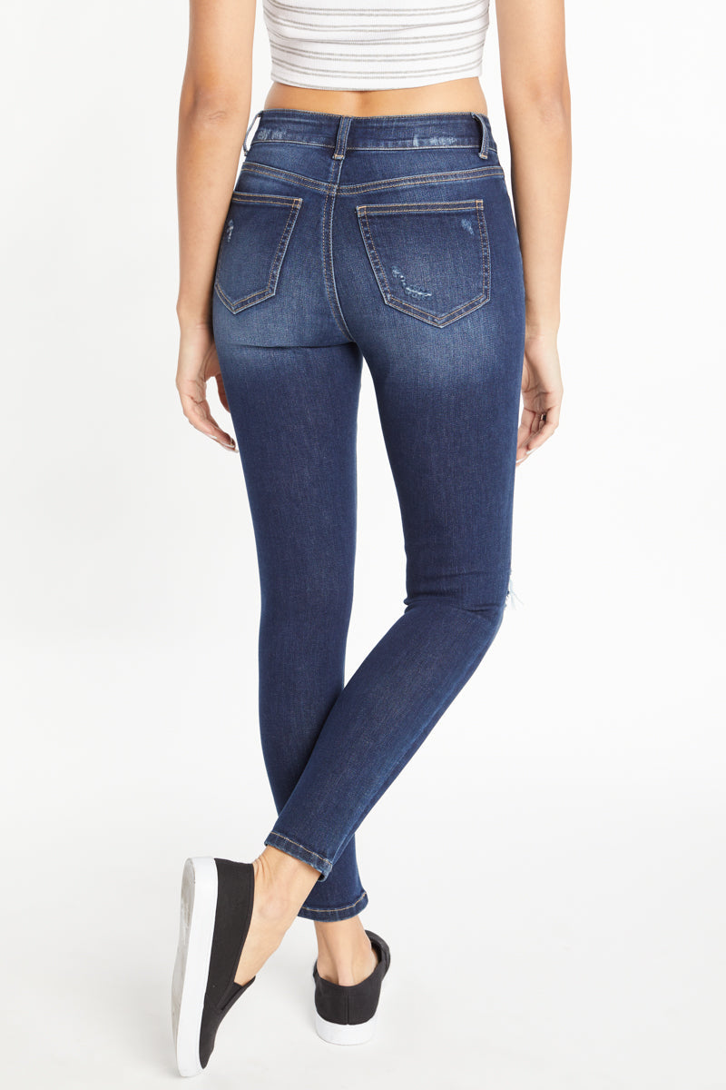 High Rise Destructed Skinny Jeans
