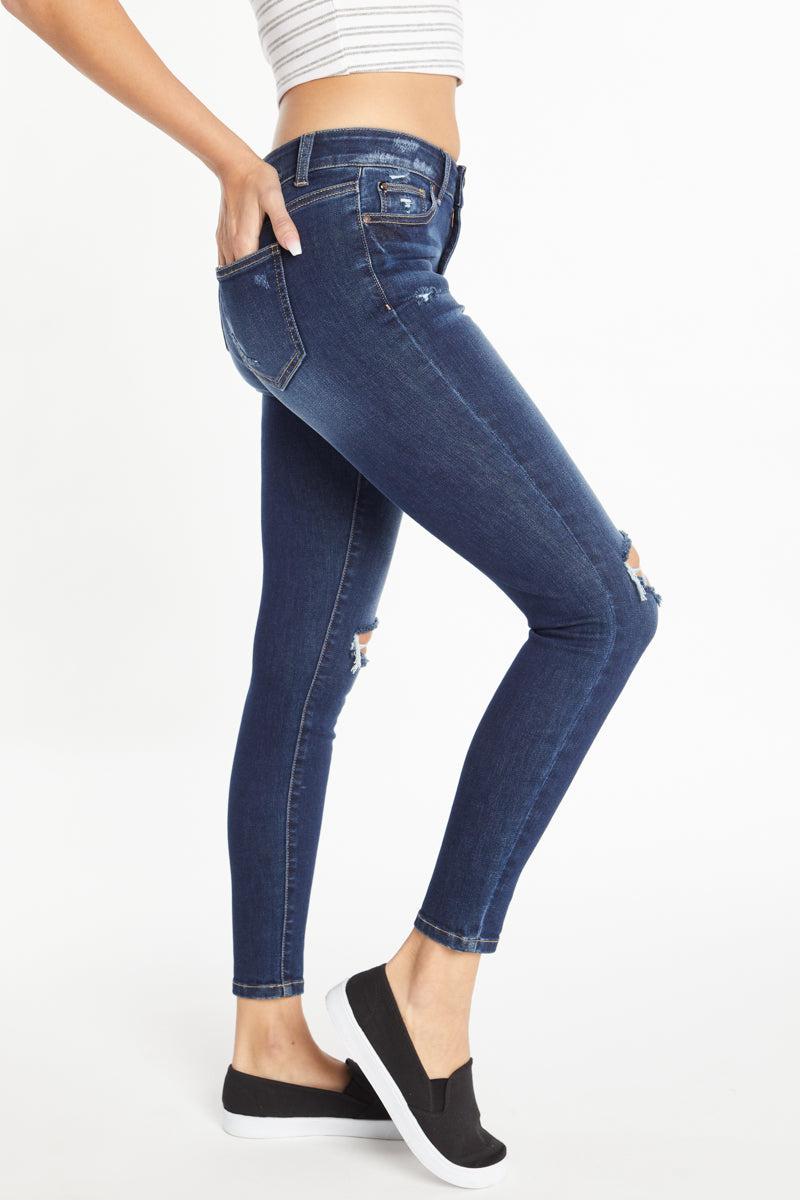 High Rise Destructed Skinny Jeans