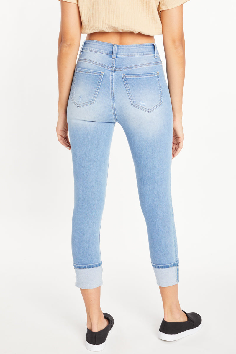 High Rise Destructed Skinny Jeans