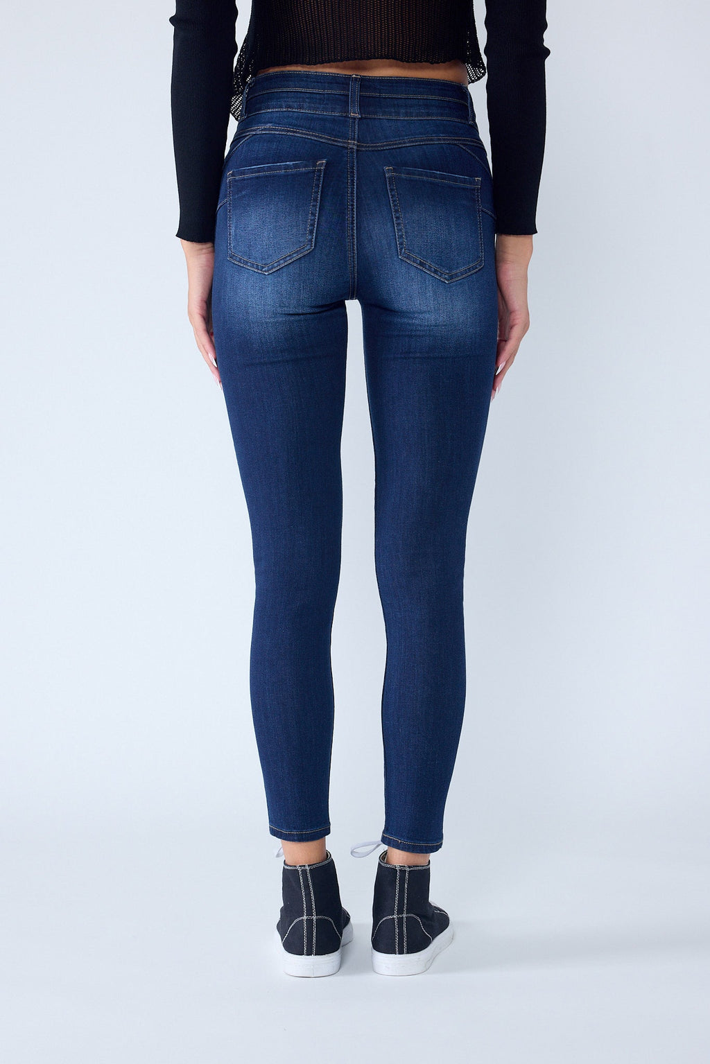 Double Waist High Rise Ankle Skinny Jeans