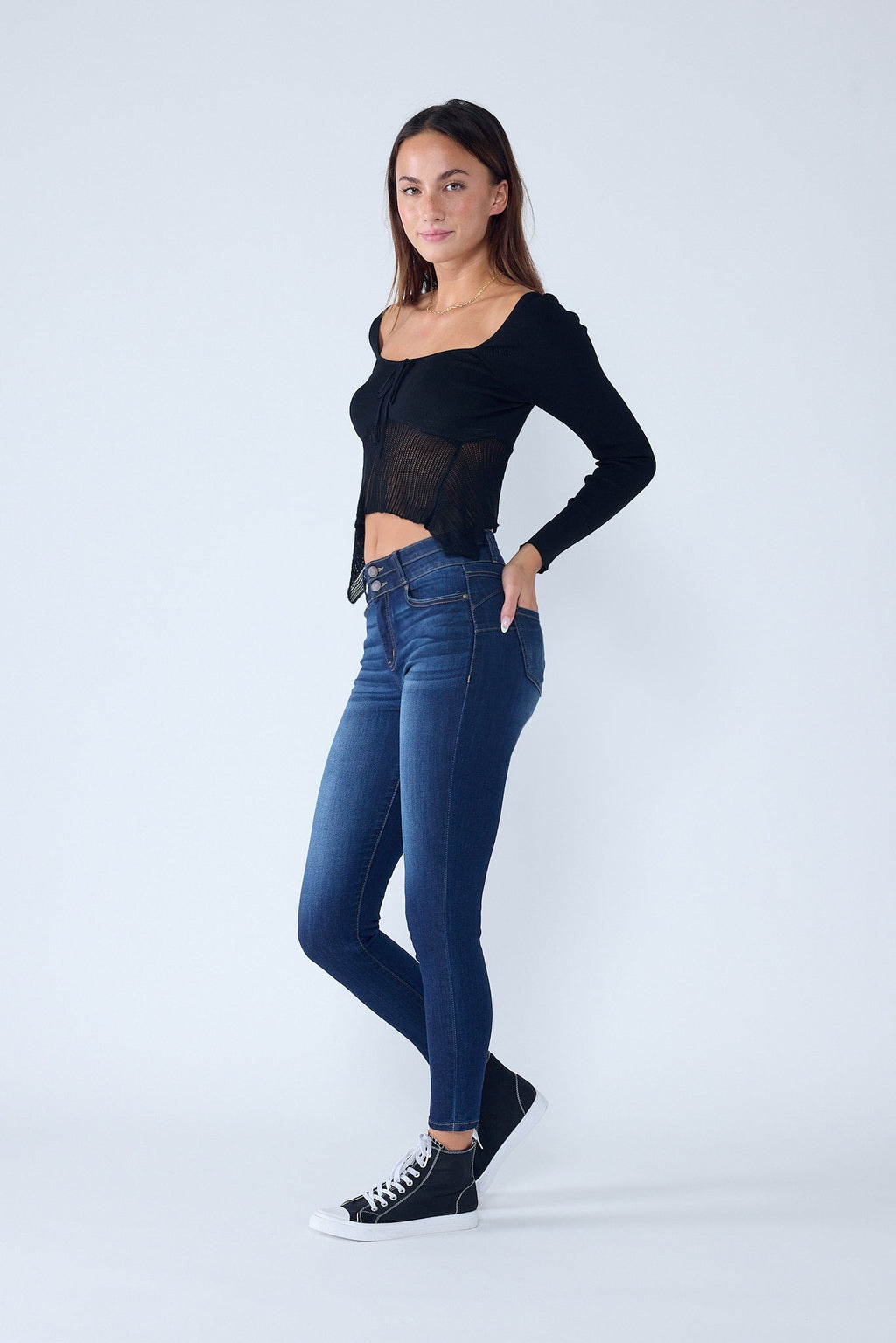 Double Waist High Rise Ankle Skinny Jeans