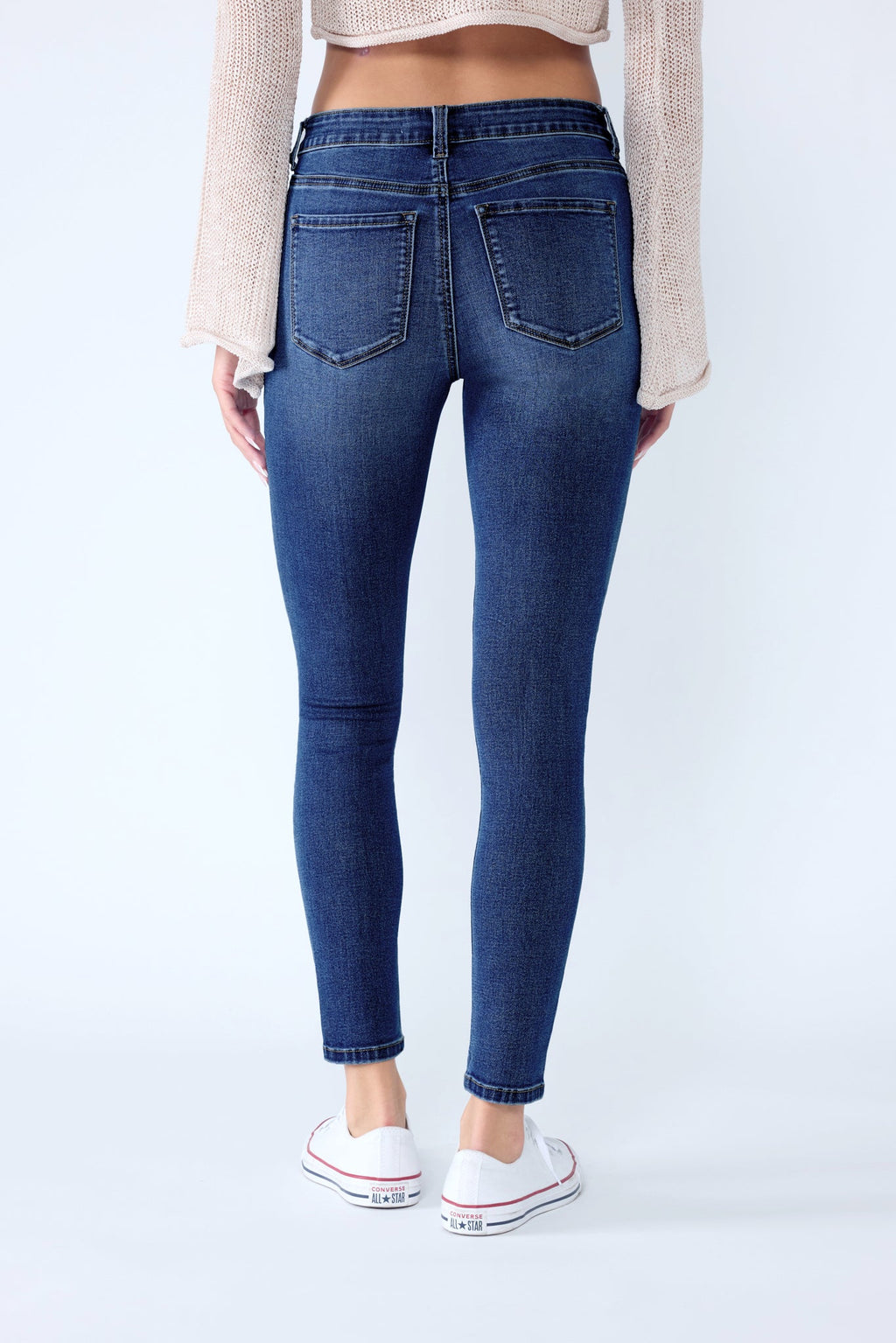 Classic High Rise Skinny Jeans with Hand Sanding