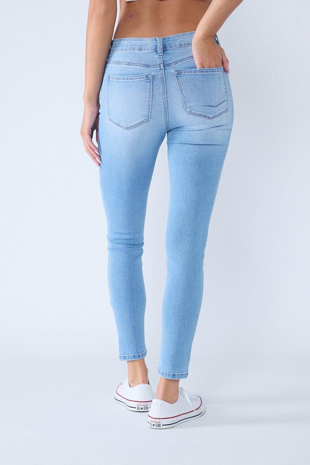 Classic High Rise Skinny Jeans with Hand Sanding