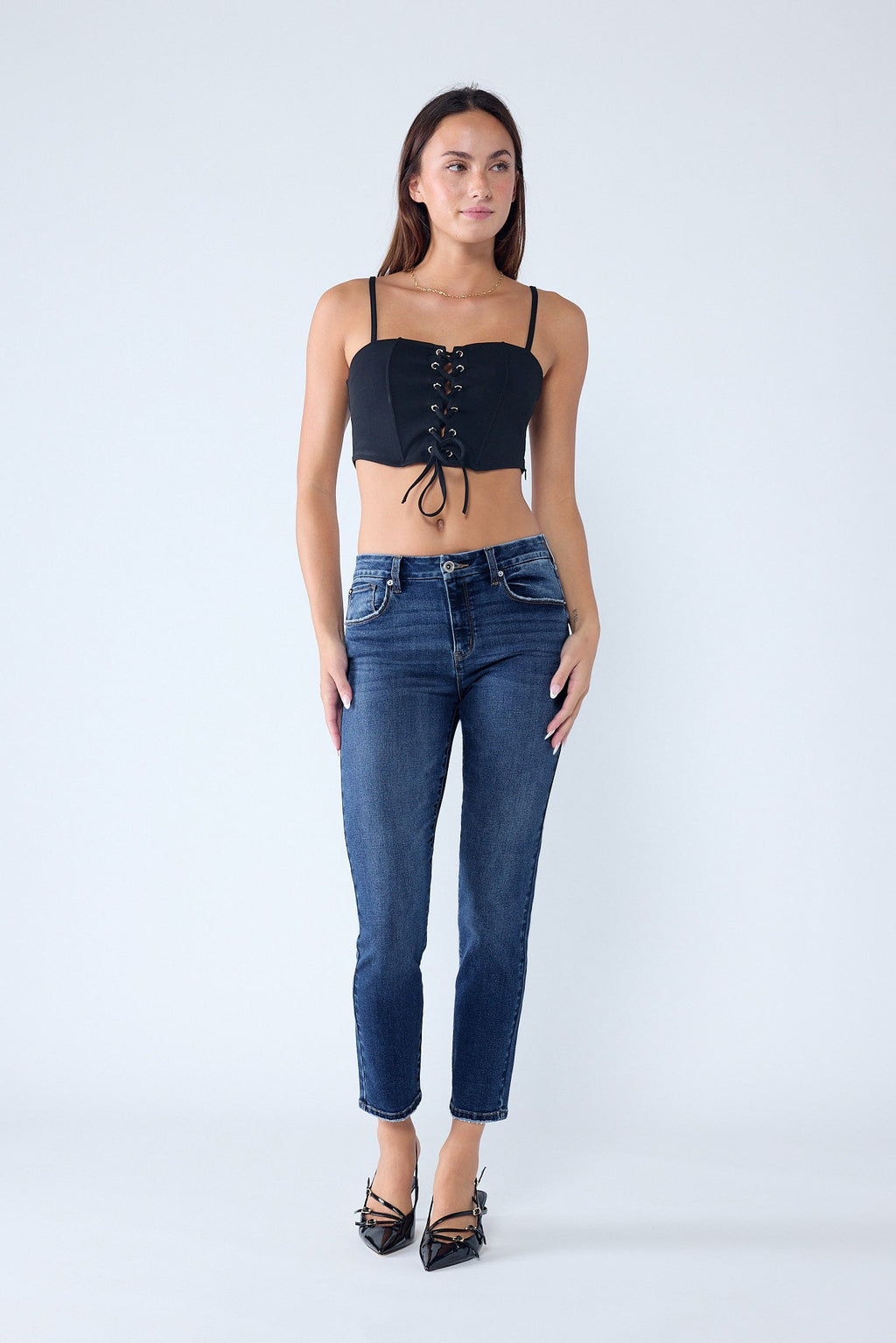 High Rise Stone Wash Classic Skinny Jeans