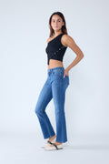 High Rise Slim Bootcut Jeans With Gentle Wash