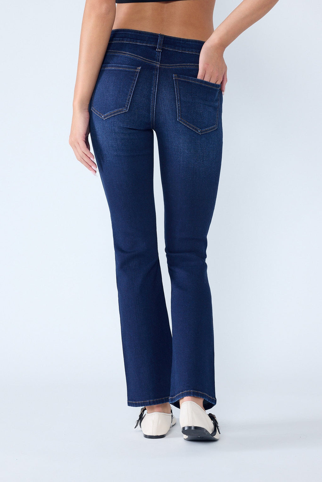 High Rise Slim Bootcut Jeans With Gentle Wash