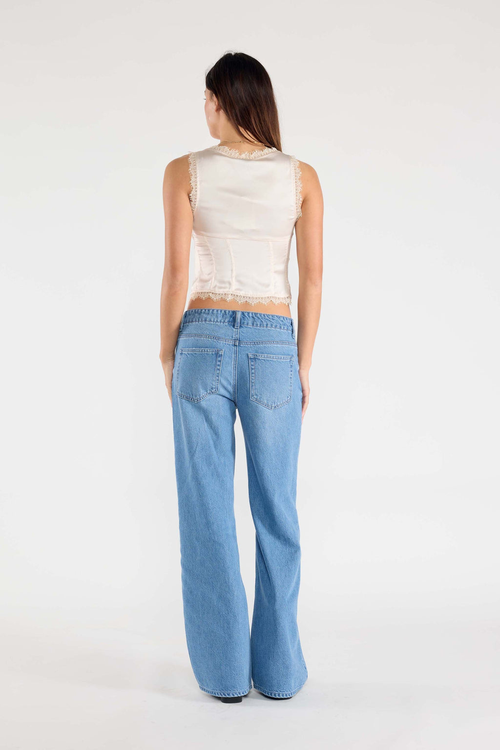 Baggy Wide Leg Jeans with Waist Band String