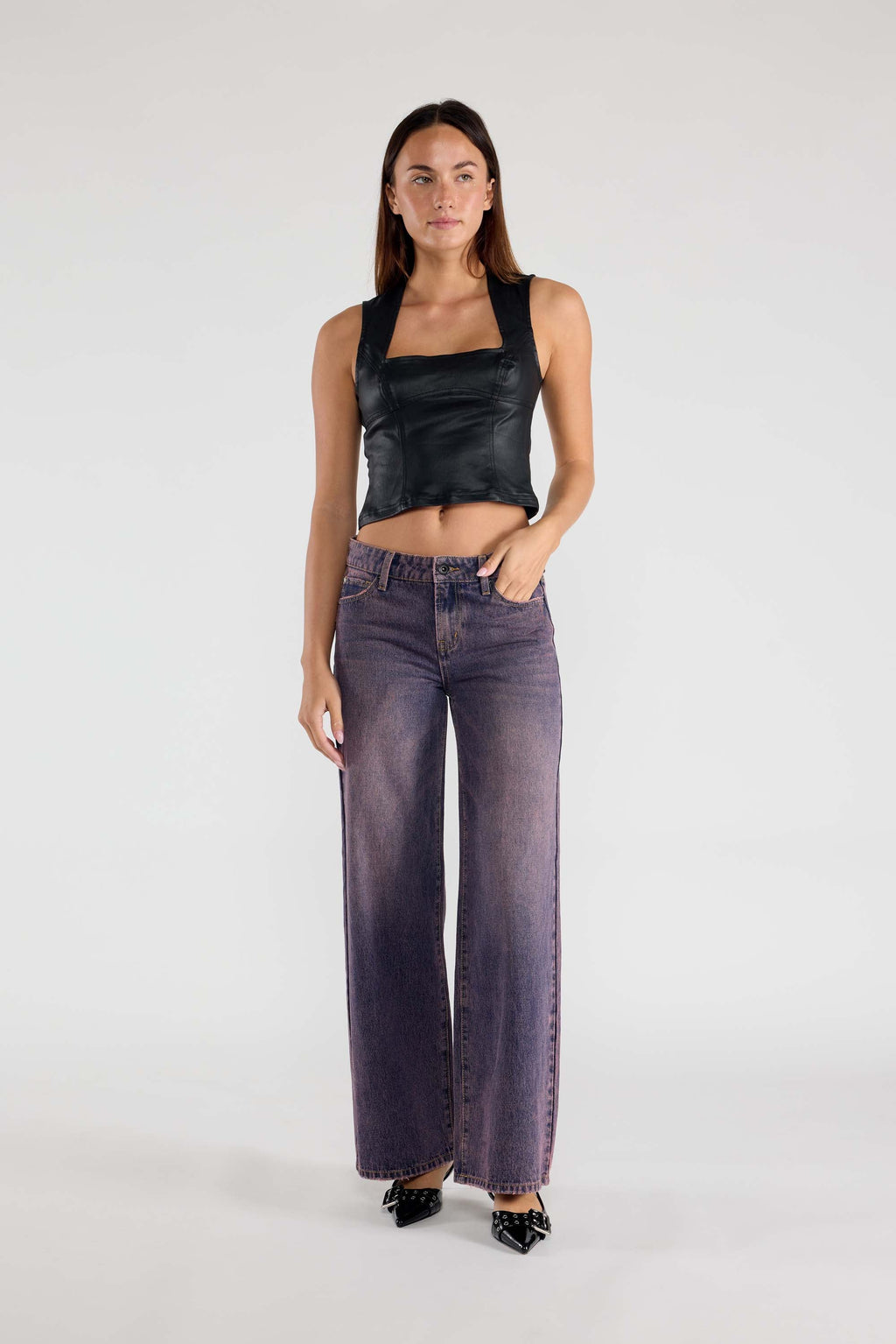 Mid Waist Relaxed Wide Leg Jeans