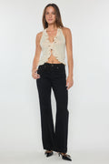 High Rise Wide Leg Jeans With Heavy Weight Premium Black Fabric
