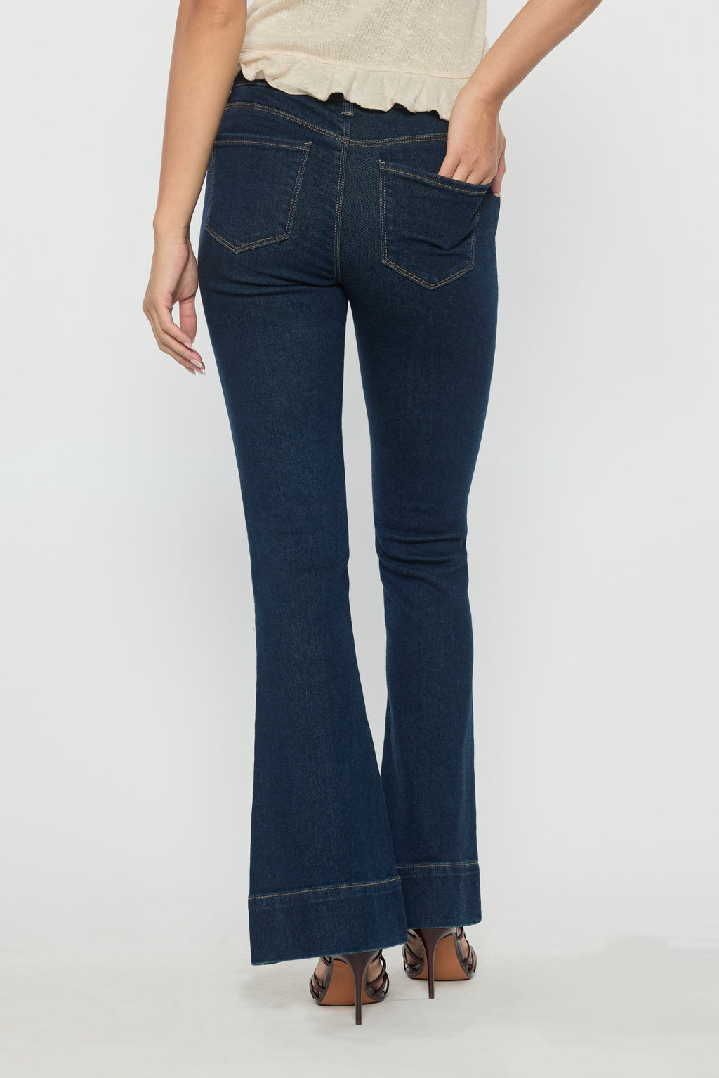High Rise Seamed Front Wide Leg Jeans