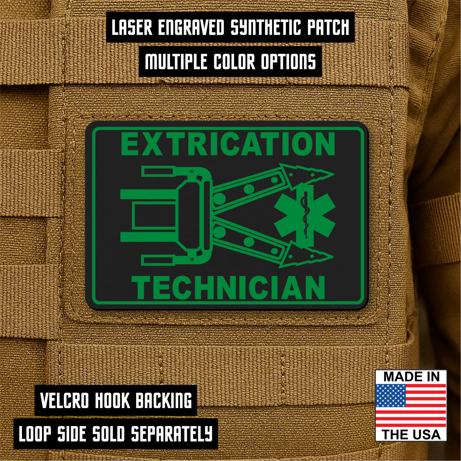 Vehicle Extrication Technician - Jaws of Life Patch – 2” x 3” Hook & Loop | Made in USA