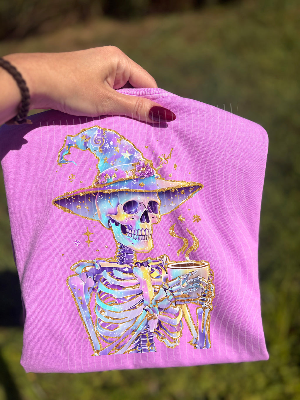 Holographic Coffee Skelly Graphic Tee