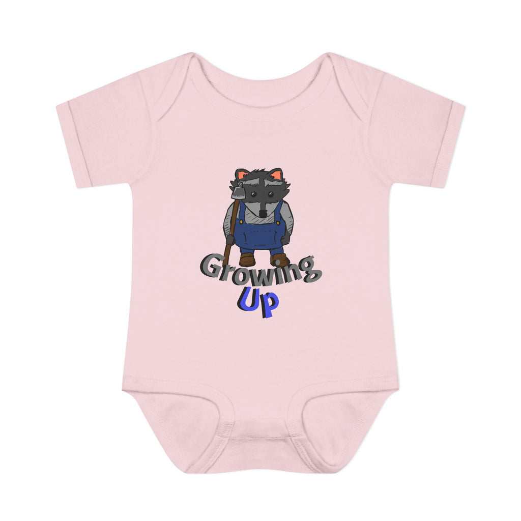 Raccoon Cartoon 'Growing Up' Infant Bodysuit | Baby Onesie