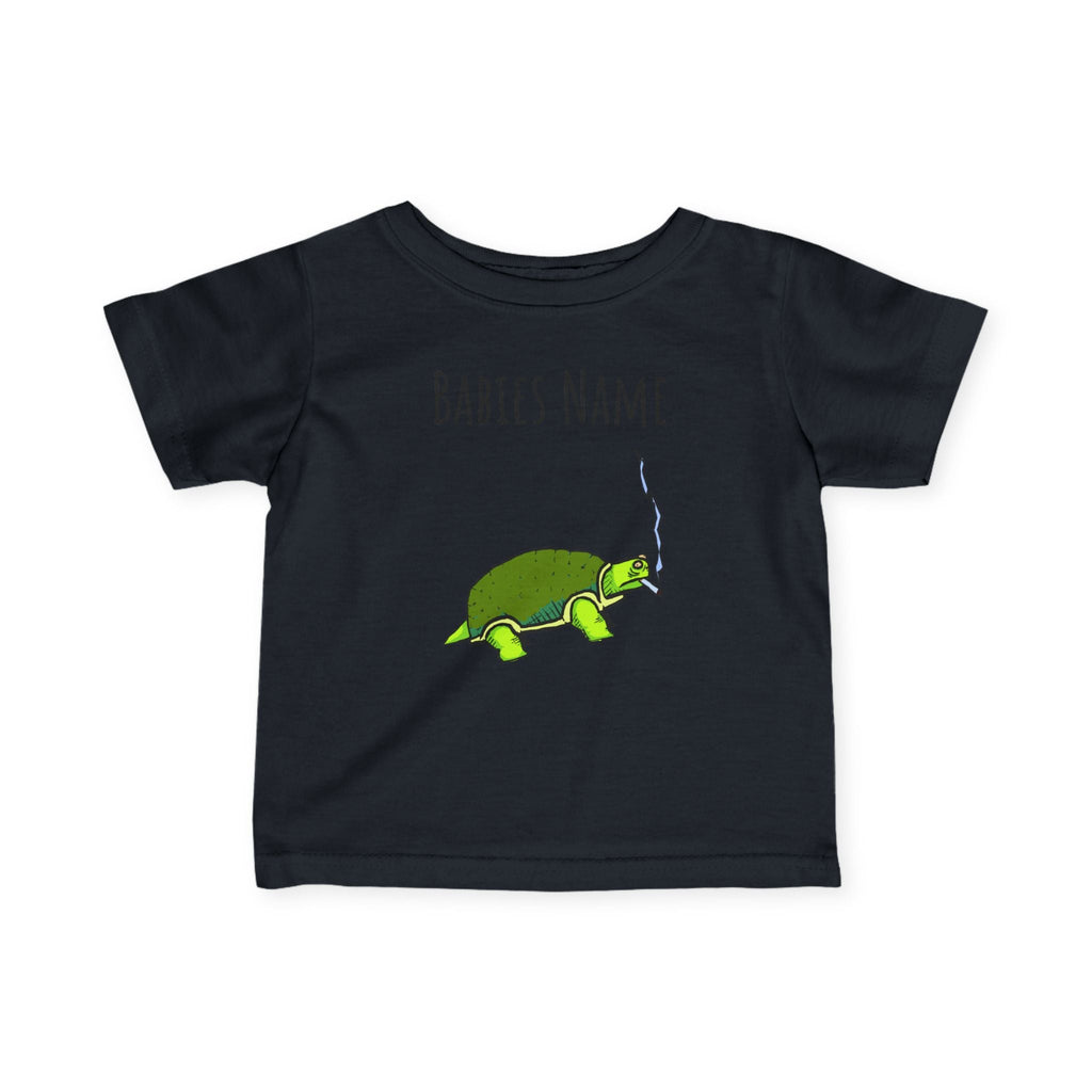 Smoking Turtle Infant Tee | Personalized Baby Name Shirt, Cute Reptile Design
