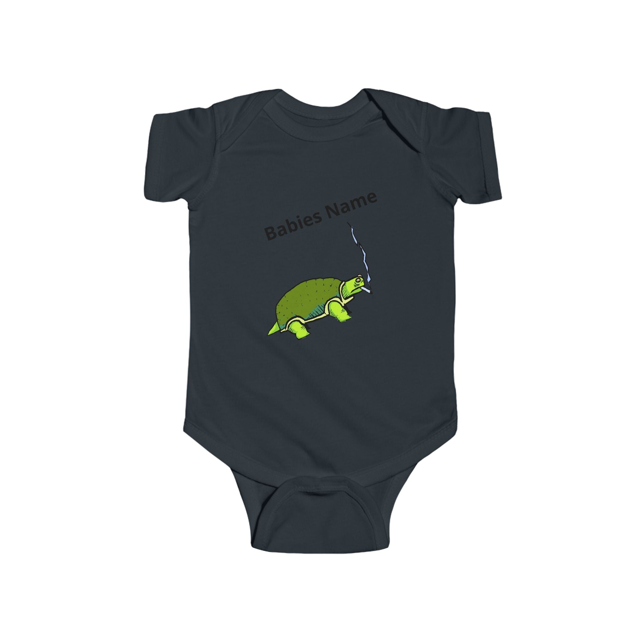 Smoking Turtle Infant Bodysuit | Personalized Baby Name Bodysuit