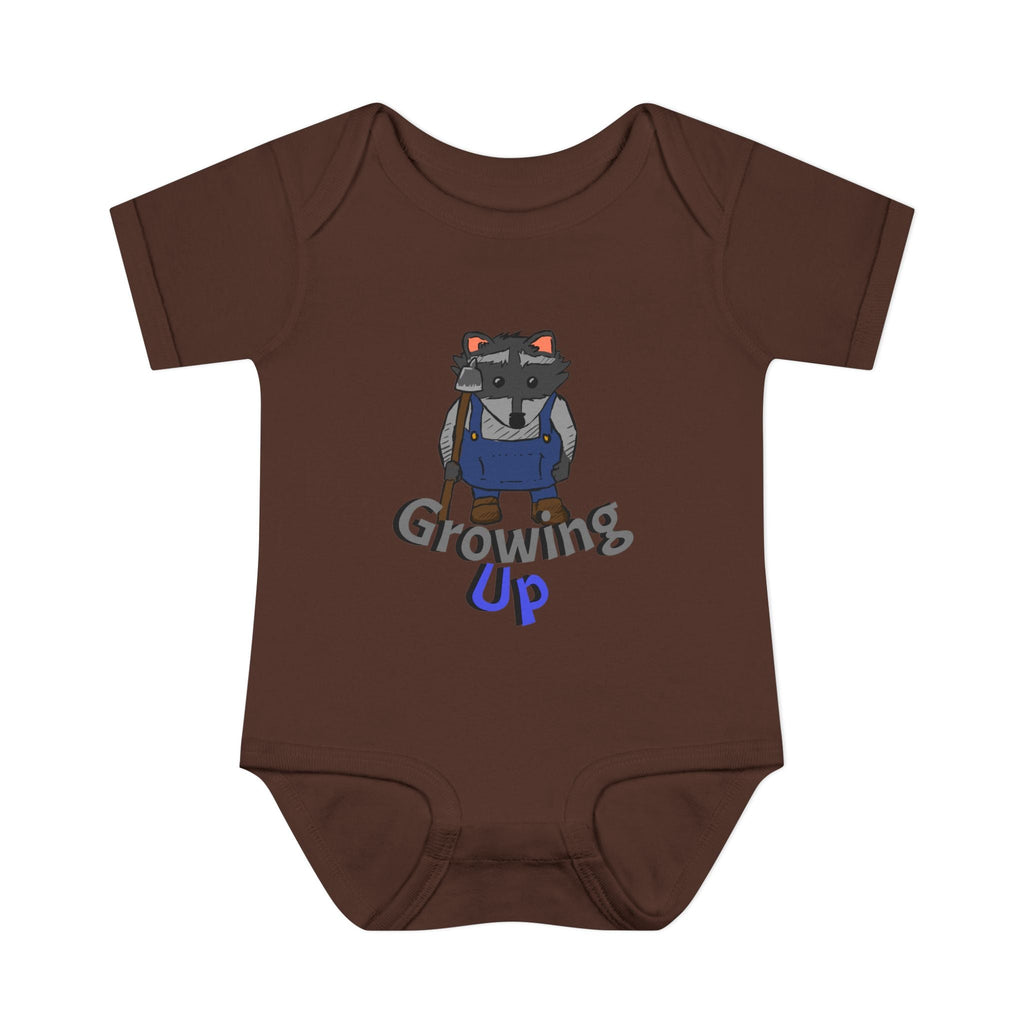 Raccoon Cartoon 'Growing Up' Infant Bodysuit | Baby Onesie
