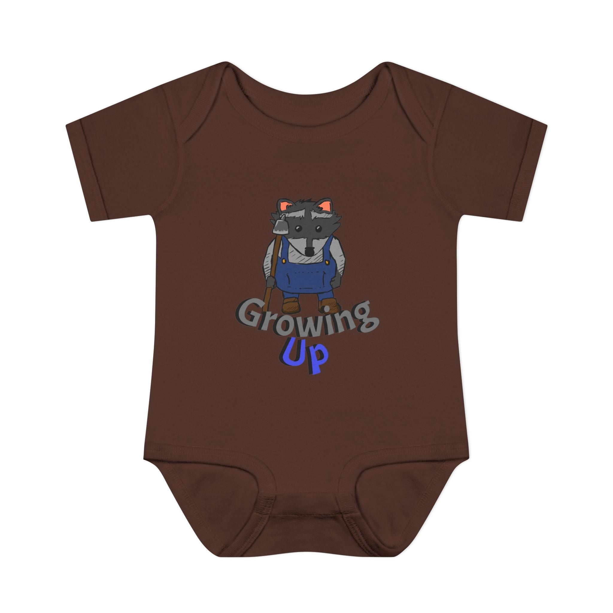 Raccoon Cartoon 'Growing Up' Infant Bodysuit | Baby Onesie