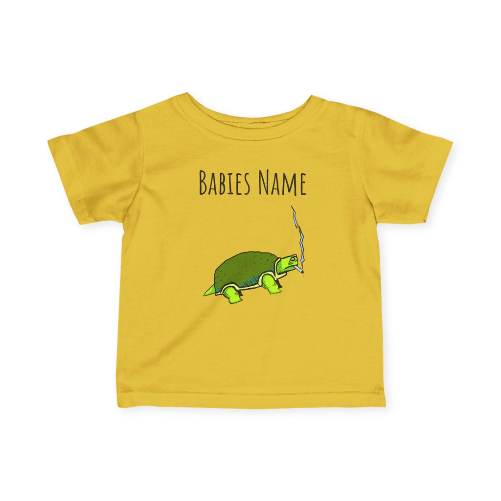 Smoking Turtle Infant Tee | Personalized Baby Name Shirt, Cute Reptile Design