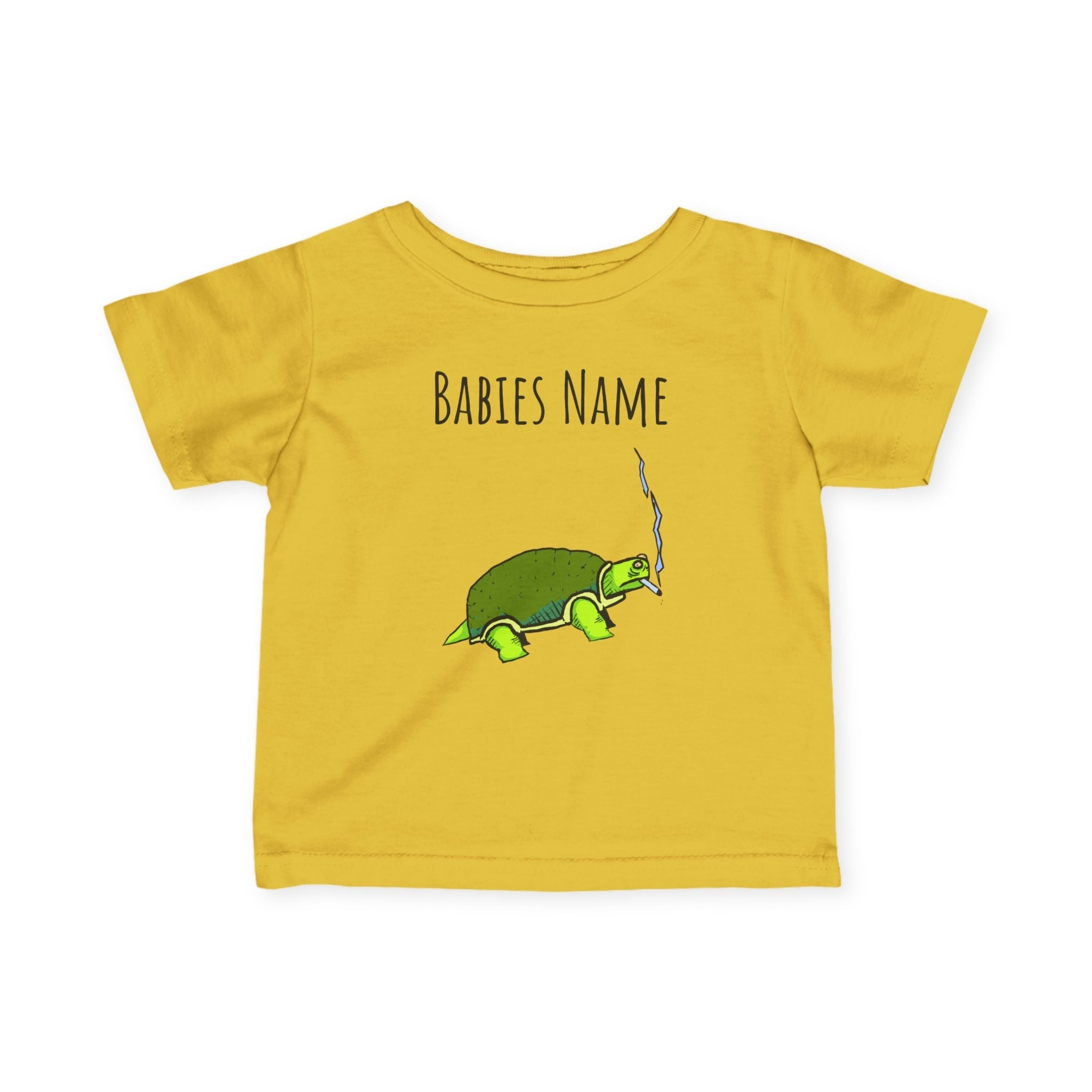 Smoking Turtle Infant Tee | Personalized Baby Name Shirt, Cute Reptile Design
