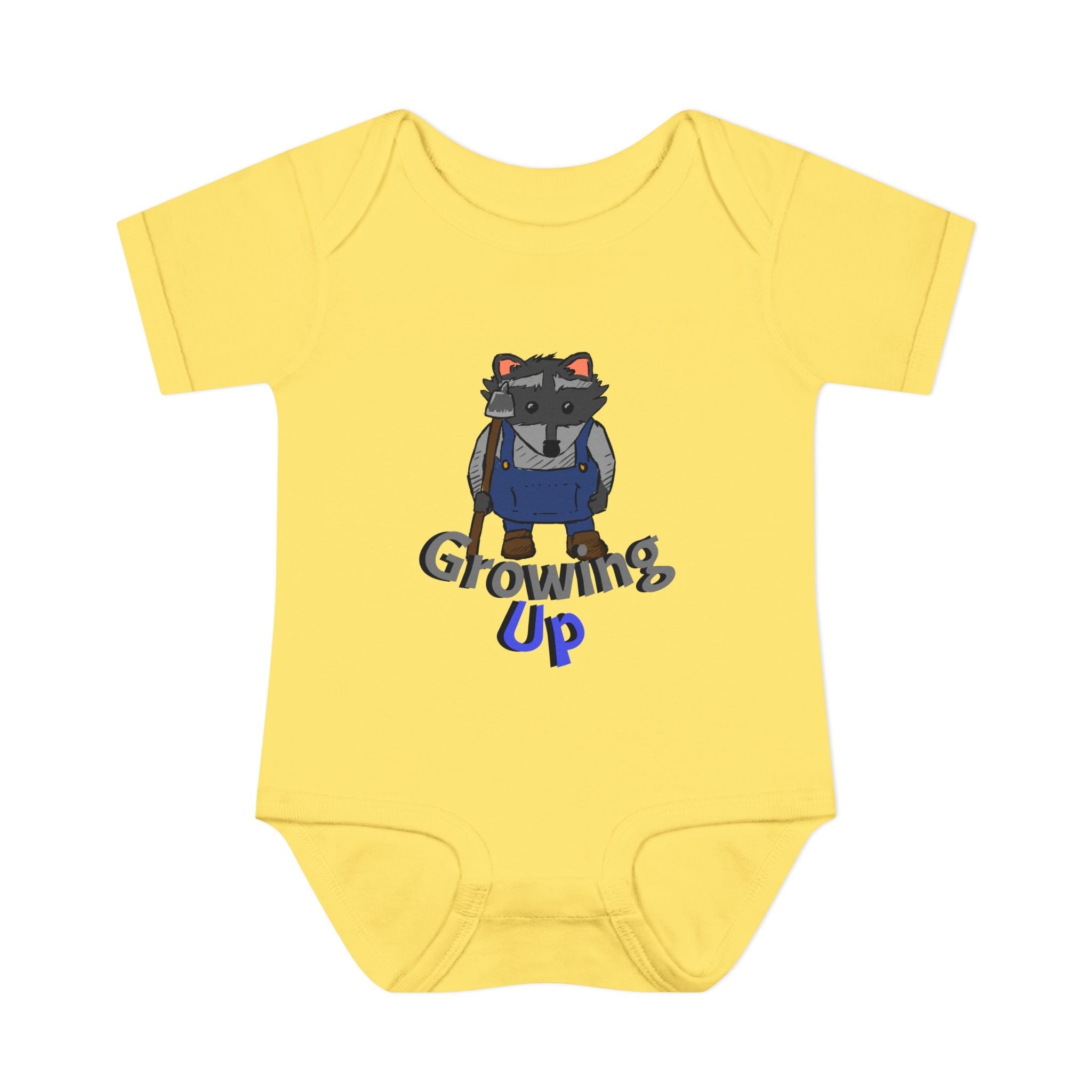 Raccoon Cartoon 'Growing Up' Infant Bodysuit | Baby Onesie