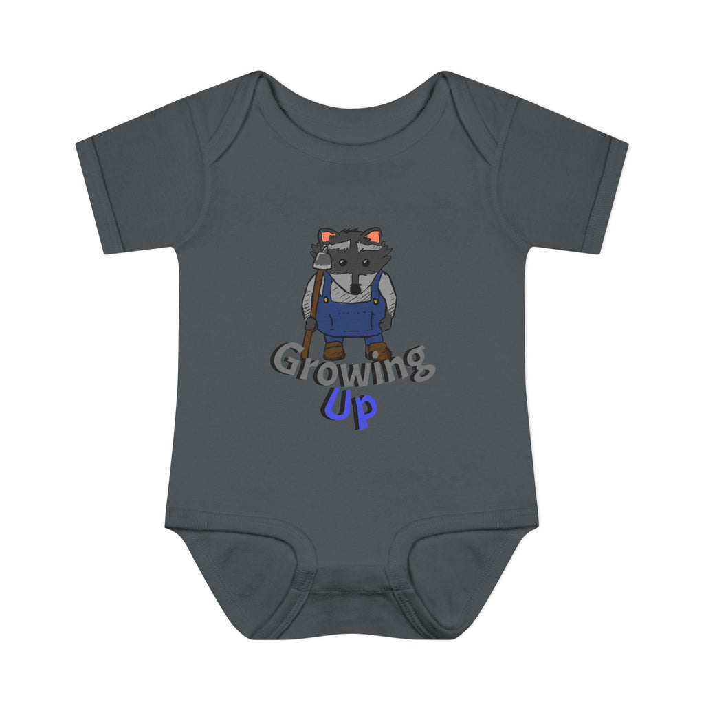 Raccoon Cartoon 'Growing Up' Infant Bodysuit | Baby Onesie