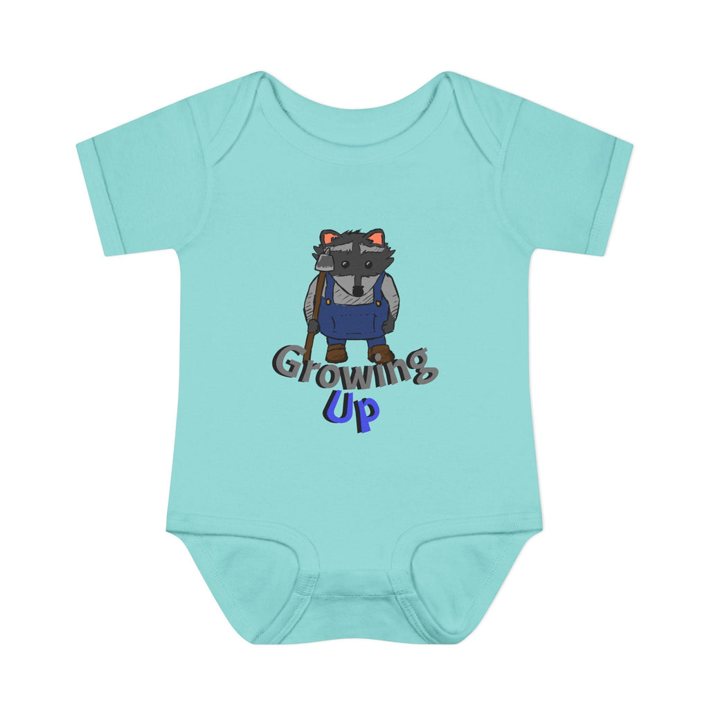 Raccoon Cartoon 'Growing Up' Infant Bodysuit | Baby Onesie