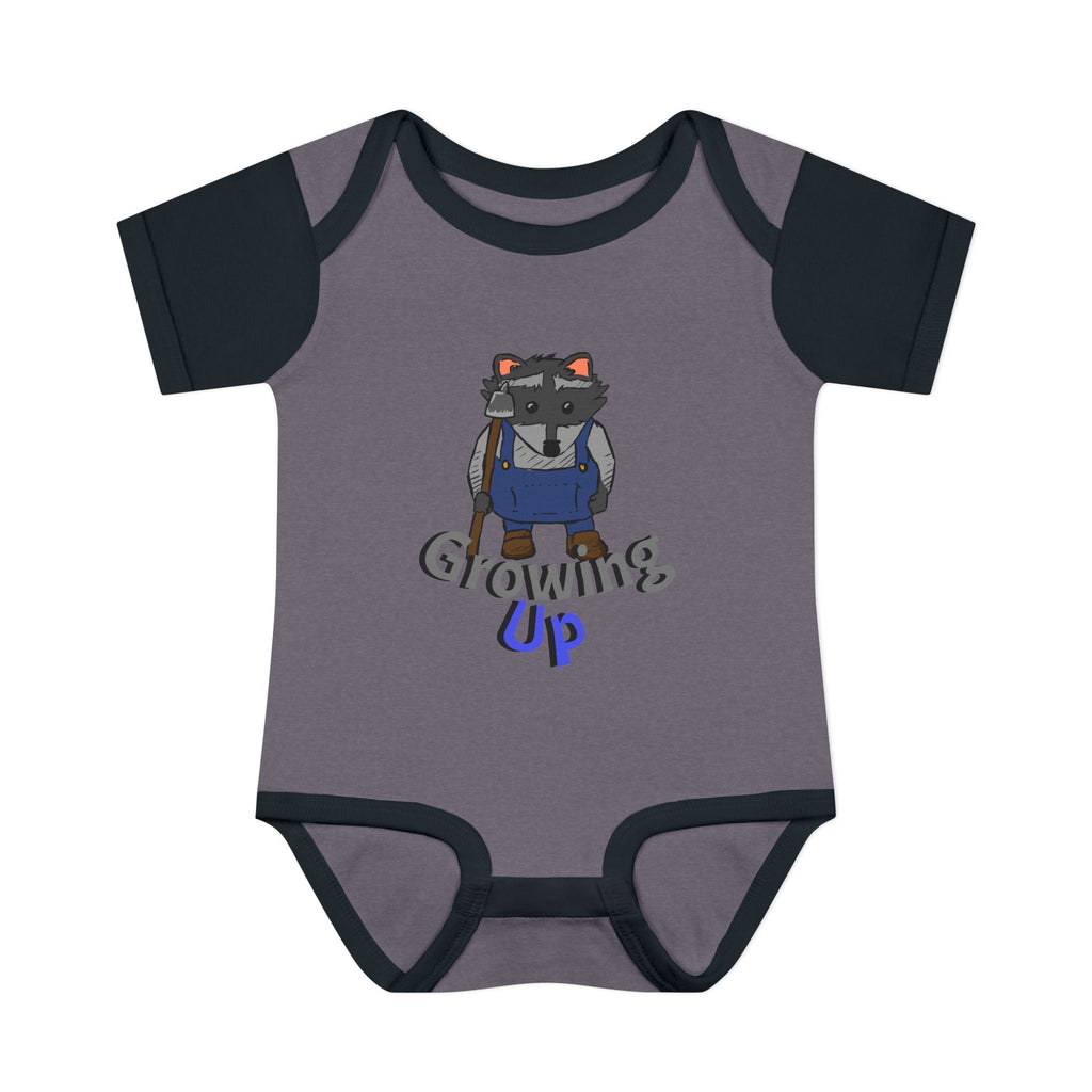 Raccoon Cartoon 'Growing Up' Infant Bodysuit | Baby Onesie