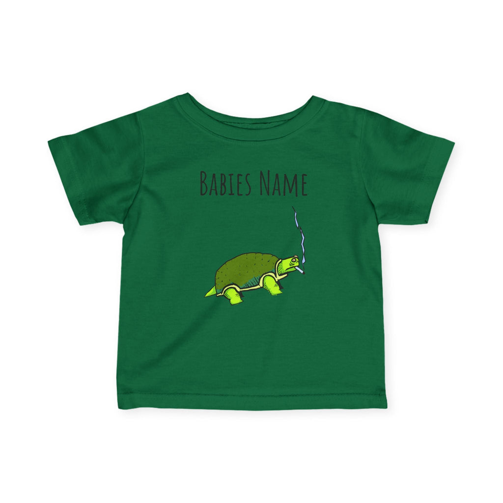 Smoking Turtle Infant Tee | Personalized Baby Name Shirt, Cute Reptile Design