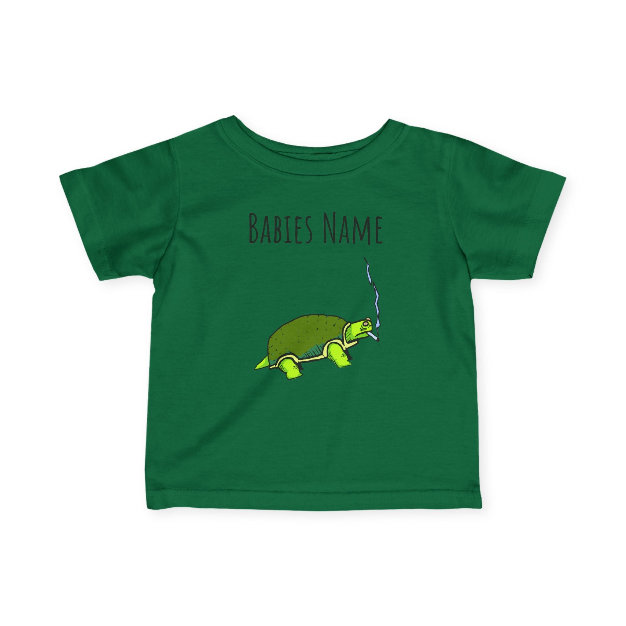 Smoking Turtle Infant Tee | Personalized Baby Name Shirt, Cute Reptile Design